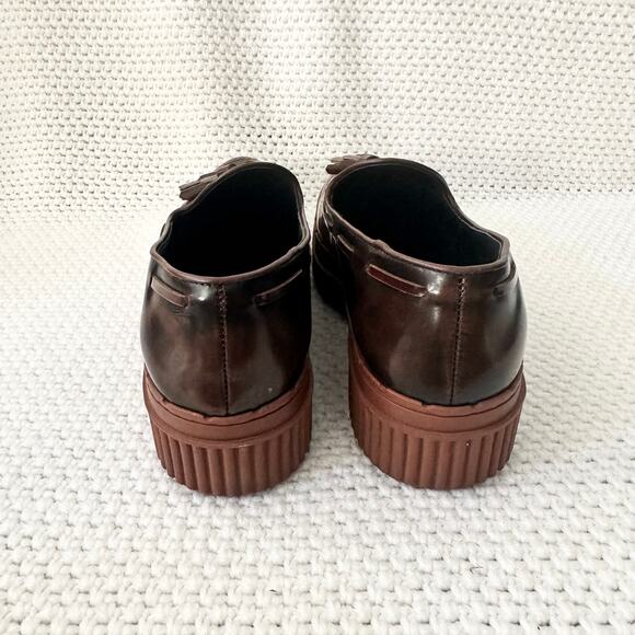 Tod's Two Tone Glossed Brown Black Almond Tassel Platform Creeper Loafers 41.5 - Picture 6 of 10
